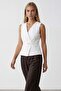 White Belted Wrap Vest with Lining Inside Alc-X15468