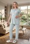 New Season Mint Green Summer Lace Detailed Short Sleeve Buttoned Stylish Maternity Dressing Gown Pajama Set - 5