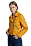 Mustard Yellow Venta Genuine Leather Cross-Zipper Biker Women's Jacket