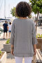 Gray Crew Neck 3/4 Sleeve, Sleeve and Hem Mesh Detailed Casual Muslin Oversize Woven Blouse 60 65 - 4