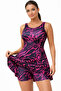 Women's Patterned Dress Swimsuit with Shorts - 2