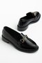 Women's Loafer Belt Buckle Black Patent Leather Casual Shoes - 4