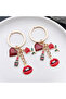 Red Heart & Lipstick Figured Keychain – Stylish Bag Accessory with Lip and Rose Detail - 3