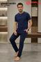 Premium Men's Large Size 100% Cotton Short Sleeve Pajama Set with Pockets - 2