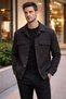 Woven Fabric Flexible Slim Fit Black Coat Jacket - 2
