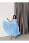 Baby Blue Glittery Glitter Midi Evening Dress - 3