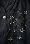 Italian Black Judge Collar Buttoned 3/4 Sleeve Mesh Detailed Perforated Embroidered Cotton Woven Blouse 73 60 - 2