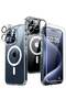 [5 in 1] Magnetic Case for iPhone 15 Pro Max [Military Grade Drop Protection], Transparent Slim Fit