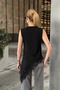 Women's Black Asymmetrical Cut Lace Detailed Sleeveless Long Vest - 7