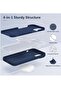 Dark Blue 5-in-1 iPhone 15 Case – Magnetic, MagSafe-Compatible, Slim Silicone Design with 2x Screen - 3