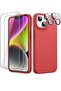 "5-in-1 iPhone 14 (6.1-Inch) Red Silicone Case - With 2 Screen Protectors & 2 Camera Lens Protectors