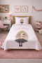Princess Star Figured Young Pique Set - Fairy Tale Themed Modern Powder White Quilted Bedspread - 4