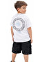 Boy's Stay True T-Shirt with Text on the Front and Back, White Color, Two-Piece Set with Parachute Shorts - 4