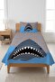 Shark Wave Sea Teen Pike Team-Ocean Adventure Modern Gray Blue Decorative Bedspread - 4