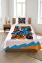 Racing Car Sports Patterned Children's Pique Set-Youth Room Modern Blue Orange Decorative Bedspread - 6