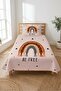 Beige Baby Pique Set with Rainbow Tassels - Bohemian Freedom Themed Cinnamon Anthracite Quilted Bedspread - 7