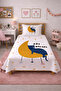 Starry Cat Sleeping Themed Youth Pique Set-Dream Night Modern Navy Blue Yellow Decorative Bedspread - 4