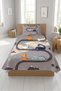 Cute Dinosaur Road Themed Teen Pique Set-Adventure Modern Gray Orange Decorative Bedspread - 4