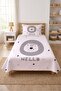 Lion Star Patterned Children's Pique Set-Cute Safari Nordic Gray White Quilted Bedspread - 4