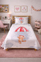 Cute Teddy Bear Parachute Cloudy Children's Pique Set-Adventure Nordic Red Decorative Bedspread - 2