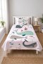 Submarine Whale Ocean Themed Children's Single Pike Set - Mint White Decorative Coverlet - 5