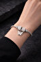 Butterfly Motion Glow Stone Butterfly Charm Detailed Steel Bracelet - 3
