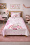Rabbit Rainbow Cloud Pattern Single Pique Set - Fairy Tale Nordic Powder Ecru Quilted Bedspread