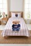 Cute Teddy Bear Checkered Single Pique Set - Cute Animal Themed Navy Blue Quilted Bedspread - 5
