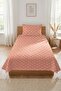 Floral Powder Salmon Young Pike Set-Romantic Floral Modern Peach Ecru Decorative Bedspread - 7