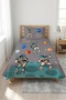 Astronaut Space Galaxy Planet Star Patterned Teen Pique Set-Cosmic Adventure Modern Gray Bedspread