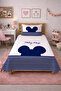 Children's Pique Set with Striped Ear Figures - Navy Blue Minimal Modern White Quilted Bedspread - 4