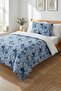 Floral Botanical Blue Single Pique Set-Romantic Garden Nordic Navy Blue Ice Bedspread - 4