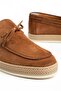 Genuine Leather Suede Men's Casual Shoes Tan Straw Sole Bowknot - 2