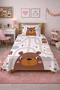 Teddy Bear Forest Path Baby Pique Set-Cute Adventure Nordic Brown Ecru Quilted Bedspread - 5