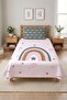 Rainbow Cloud Star Patterned Teenager's Pique Set - Fairytale Nordic Mint Powder Quilted Bedspread