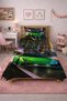 Sports Car City Night Young Pike Team-Speed Passion Modern Decor Black Green Quilted Bedspread - 6