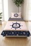 Anchor Rudder Sailor Marine Teenager Pike Team-Adventure Coast Modern Navy Blue Beige Decorative Bedspread - 4