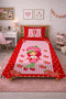 Strawberry Polka Dot Plaid Baby Pique Set - Fairytale Fruit Themed Red Pink Decorative Bedspread - 4