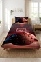 Basketball Ball Hoop Patterned Children's Pique Set - Sports Game Themed Burgundy Navy Blue Quilted Bedspread - 2