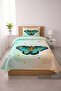 Butterfly Daisy Floral Mint Baby Pique Set - Nature-Inspired Nordic Cream Decorative Bedspread - 7