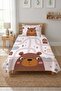 Teddy Bear Forest Path Baby Pique Set-Cute Adventure Nordic Brown Ecru Quilted Bedspread - 6