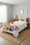 Safari Animal Nature Themed Single Duvet Set - Forest Modern Beige Orange Quilted Bedspread - 5