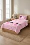 Cute Face Patterned Children's Pique Set with Eyelashes - Fairytale Modern Theme Powder Gold Quilted Bedspread - 2