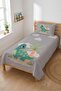 Cute Dinosaur Cloudy Single Pique Set-Tropical Adventure Scandinavian Gray Green Bedspread - 4
