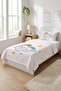 Starry Children's Pique Set with Sleeping Bear - Dream Themed Nordic Yellow Blue Quilted Bedspread - 5