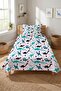 Cute Dinosaur Pattern Children's Pique Set - Adventure Themed Nordic Mint Black Decorative Bedspread - 6