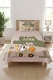 Safari Animal Forest Themed Children's Pique Set - Nature Adventure Modern Khaki Beige Decorative Bedspread - 6