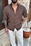 Lyocell Organic Basic Oversize Shirt Brown - 2
