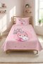 Cute Heart Pink Single Pique Set - Modern Teen Room Quilted Bedspread with Fairy Tale Figures - 7