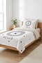 Lion Star Patterned Children's Pique Set-Cute Safari Nordic Gray White Quilted Bedspread - 3